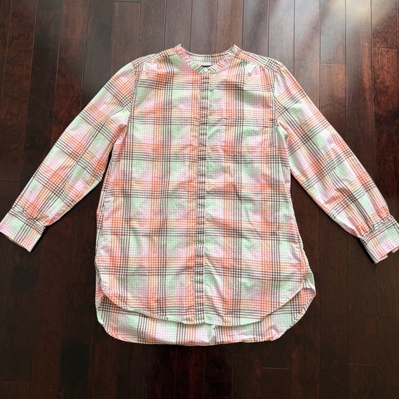 Lands' End Tops - Lands' End Women’s Button Tunic Blouse Flannel Size L Plaid Pockets Easter Long